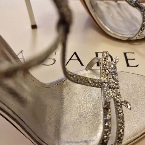 Casadei silver T-strap sandals like new, size 37, stiletto heel