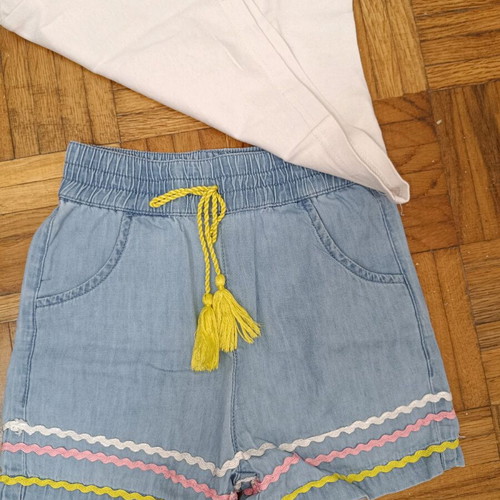 Funky set denim shorts and t-shirt used, 4 years old