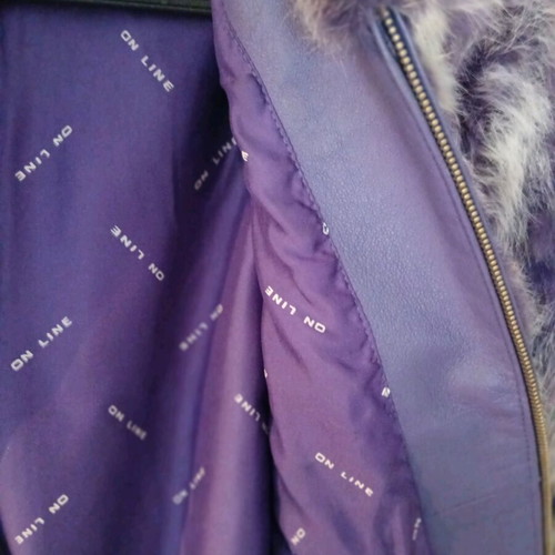 On Line purple faux fur jacket size S like new