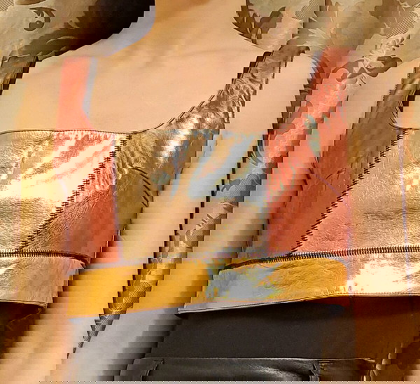 Special price-Metallic Patchwork Crop Top