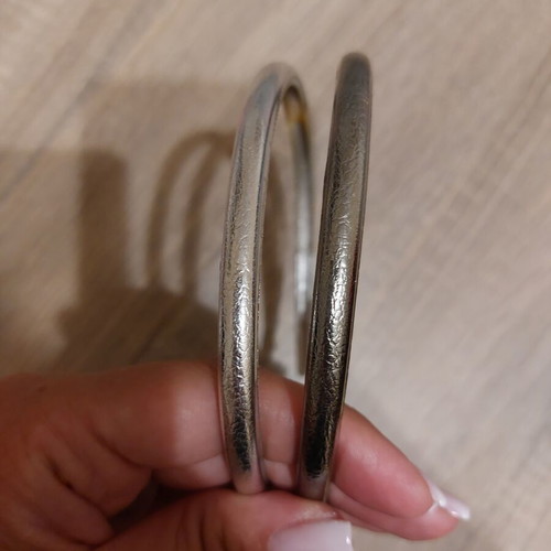 Silver hairbands set, new, plastic with leather-like texture