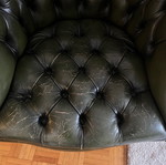 Vintage Chesterfield πολυθρόνα μεταχειρισμένη σκούρο πράσινο