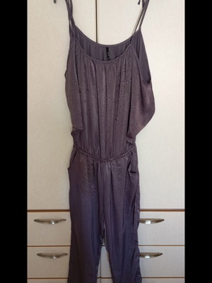 Pink Woman satin jumpsuit purple with rhinestones like new, size M