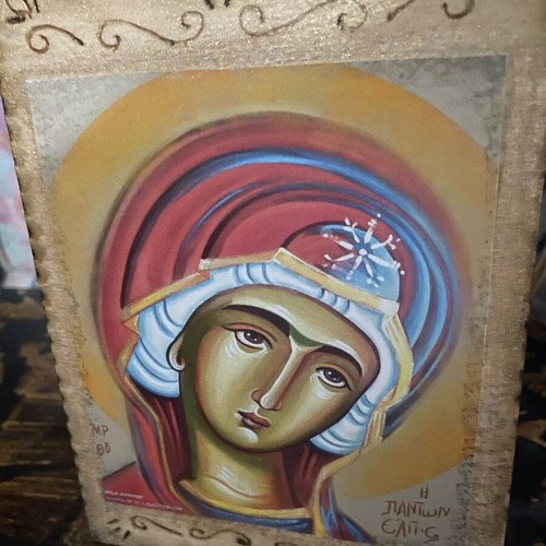 Virgin Mary icon on wood 15x20cm, new
