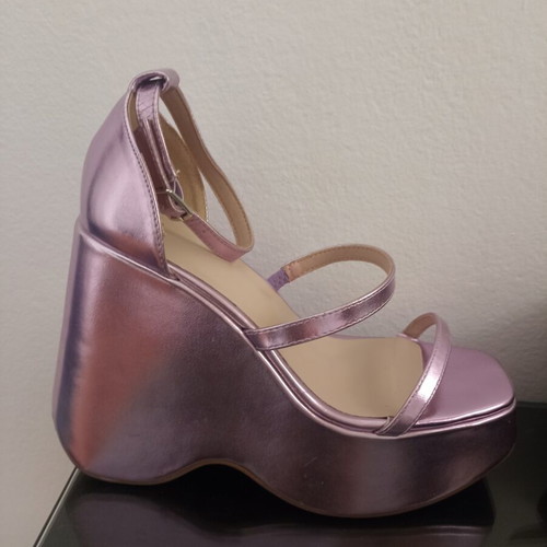 InShoes platform sandals pink metallic 12.5cm new