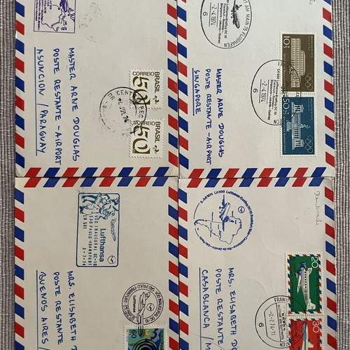 Vintage Lufthansa first flight airmail envelopes set of 4, like new