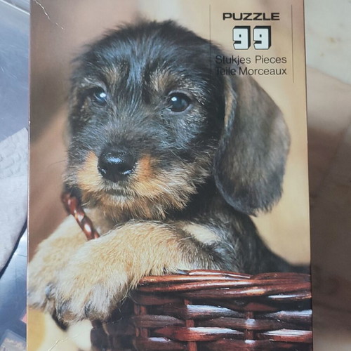 Vintage Wild Horse puzzle 99 pieces with Dachshund puppy