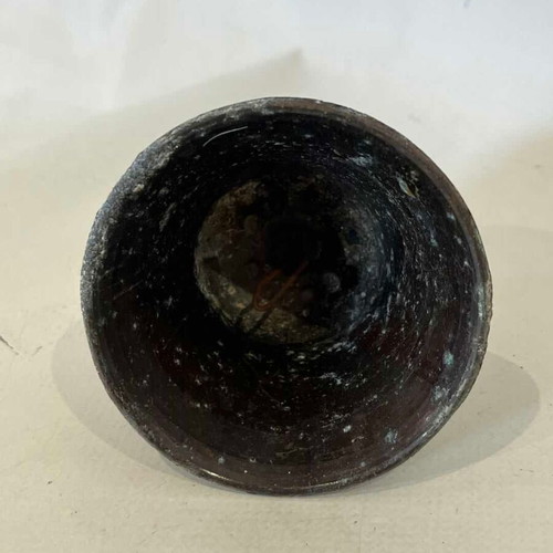 Small old bronze bell with embossed design 7x7