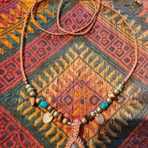 Macrame necklace with labradorite and metal details new