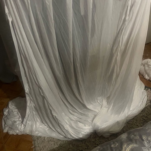 Curtains white large new, set of 2 pieces, polyester