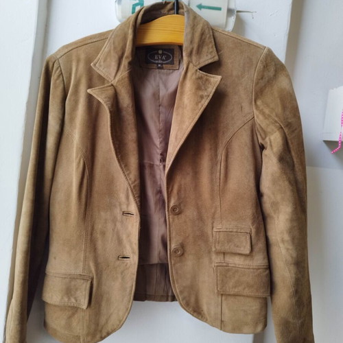 Beige leather jacket used, size M