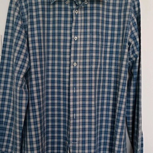 Oxford Company men's shirt plaid blue white like new, size L