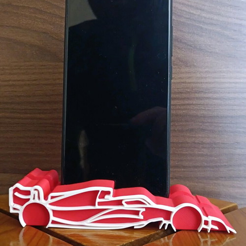 F1 phone stand new, plastic, red and white