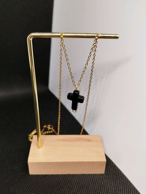 Handmade necklace new stainless steel chain with black cross