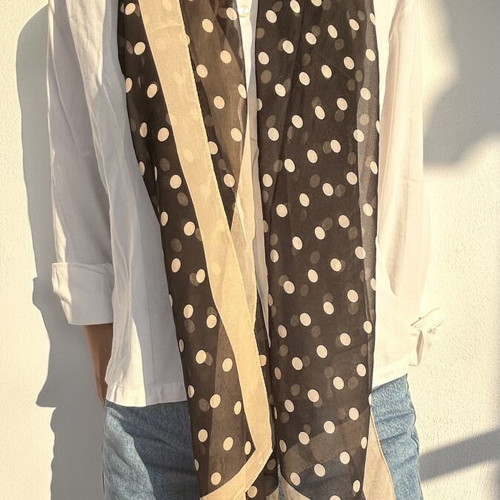 Achilleas Accessories polka dot scarf, black and beige