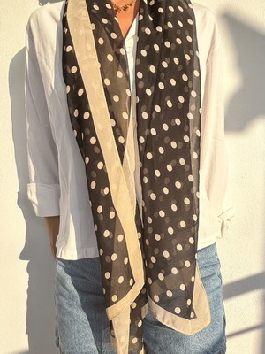 Achilleas Accessories polka dot scarf, black and beige