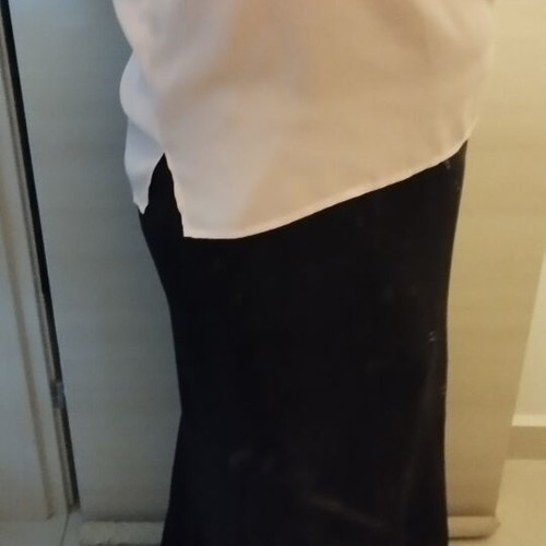 Skirt and blouse set, black, Greek tailoring, chiffon and thin elegant salmon blouse