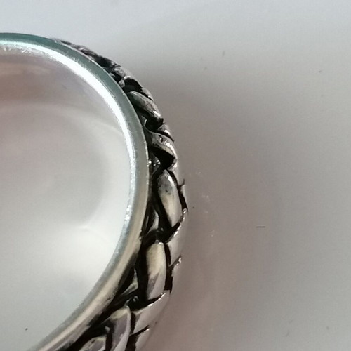 Men's 925 silver ring double band with weave No 68 (US 12)
