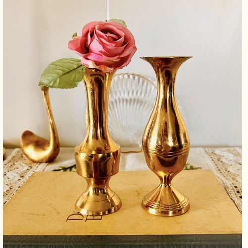 Brass Bud Vases set of two vintage polished, like new