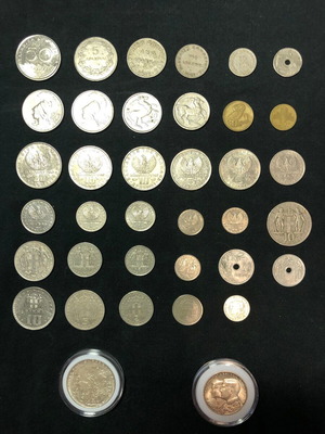 Collection of 37 used coins 1912-1982 with 2 silver coins
