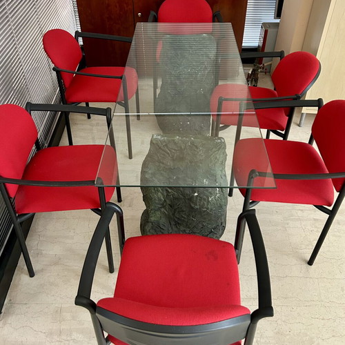 Glass dining table like new, 65x160x76.5 cm
