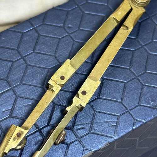 Vintage brass adjustable compass for drawing and cartography used