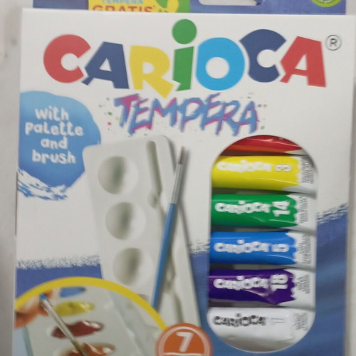 Carioca tempera set 7x10mL with palette and brush new