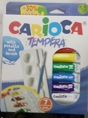 Carioca tempera set 7x10mL with palette and brush new