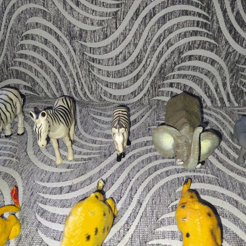 Various plastic animals used