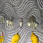 Various plastic animals used