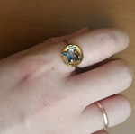 Handmade 925 silver ring with yellow gold plating and moon and stars design