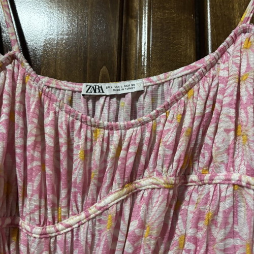 Καλοκαιρινό μακρύ φόρεμα Zara με μαργαρίτες μέγεθος L σαν καινούργιο
