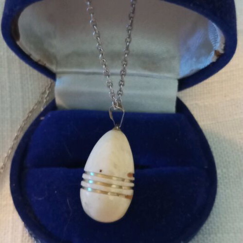 Silver necklace 925 teardrop pendant used with gold-plated details vintage