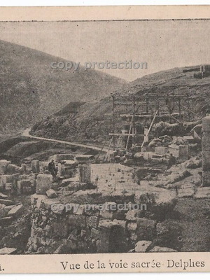 Delphi Sacred Way postcard used, 1910s vintage