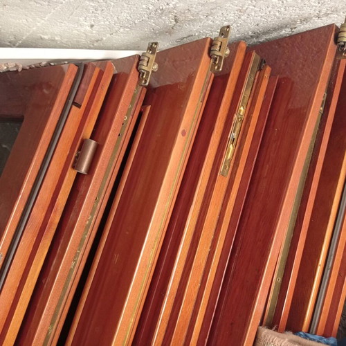 Balcony doors solid wood used, set of 8 pieces (4 pairs)