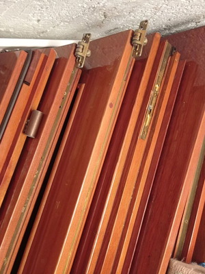 Balcony doors solid wood used, set of 8 pieces (4 pairs)