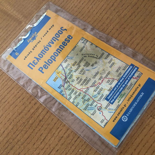 Peloponnese Road Map used, scale 1:250,000