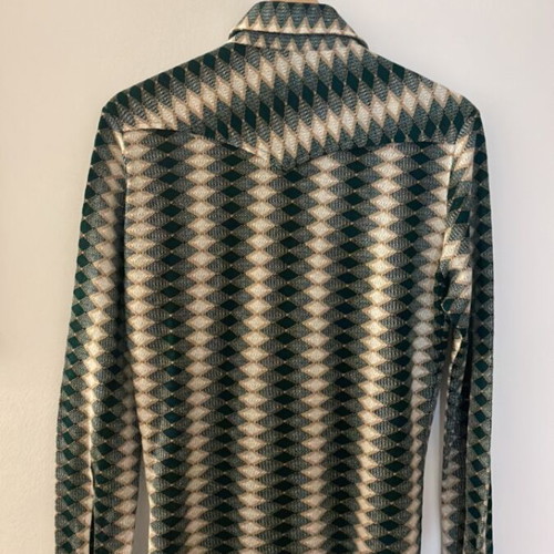 Shirt new with Missoni-like pattern, beige and green