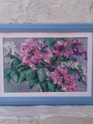 Painting new 23x33 cm Lilac pastel