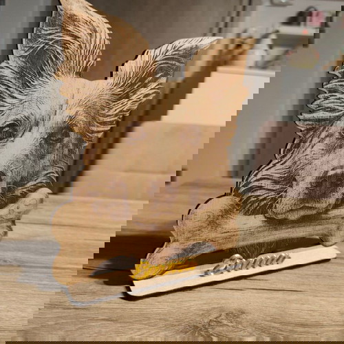 Επιτραπέζιο ξύλινο πορτρέτο κατοικιδίου καινούργιο με 3D ανάγλυφο