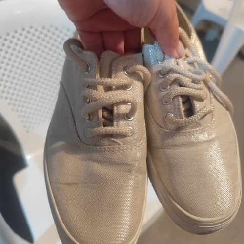 Keds fabric iridescent sneakers size 37, beige