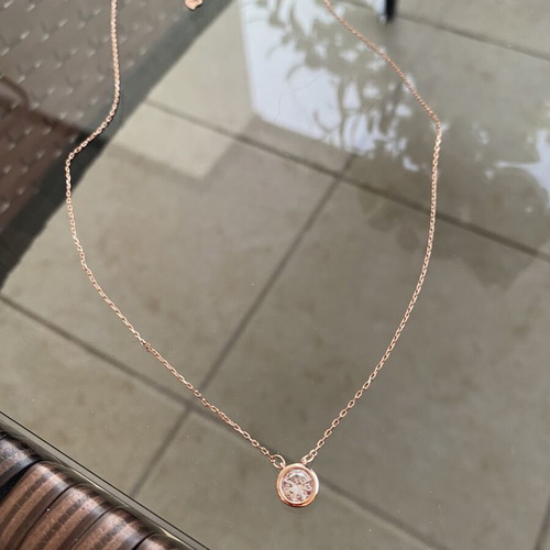 Silver necklace 925 rose gold solitaire like new