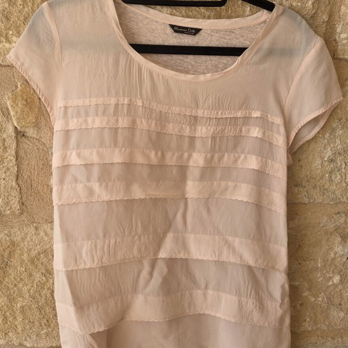 Massimo Dutti Ruffle Pleated Silk Linen Blend Top like new, pink