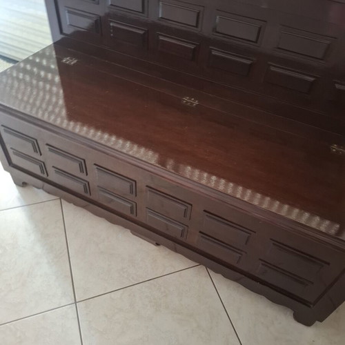 Paulo sofa like new with storage carved wood