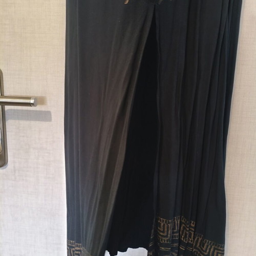Platinum summer dress kaftan black with gold ancient Greek designs one size like new