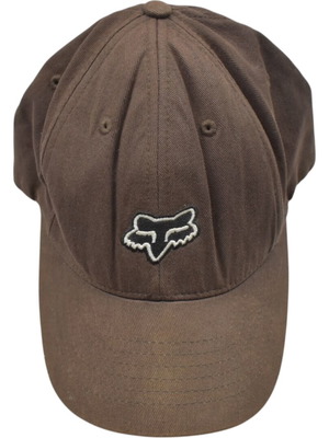 Fox Racing Brown Flexfit Embroidered Logo Cap size S used, faded color