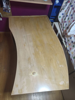 Large desk with shelving and storage space, used