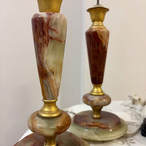Onyx portatif lamps like new, set of two, 1960s
