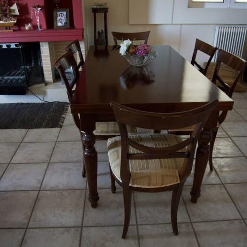Wooden dining set with 6 chairs
