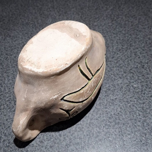 Handmade Clay Lamp decorative replica of Late Antiquity, like new